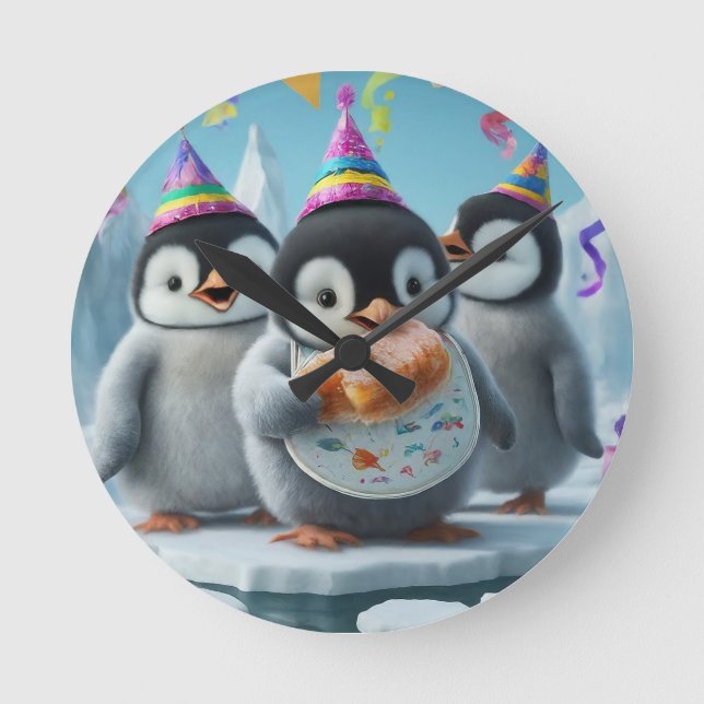 Make Every Day an Adventure! Educational Penguin  Round Clock (Front)