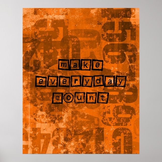 Make Every Day Count with Old Grunge Numbers Poster (Front)