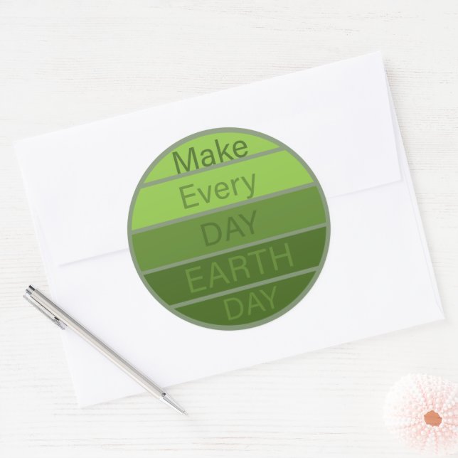 Make every day earth day classic round sticker (Envelope)
