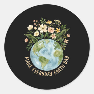 Make every day earth day shirt for women girls classic round sticker