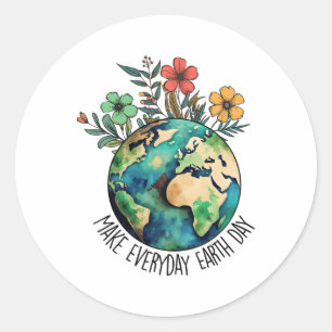 Make Every Day Earth Day Wildflower Save Planet  Classic Round Sticker