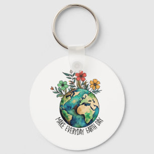 Make Every Day Earth Day Wildflower Save Planet  Key Ring