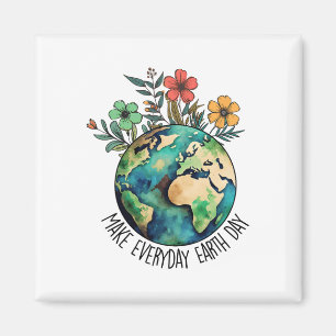 Make Every Day Earth Day Wildflower Save Planet Magnet