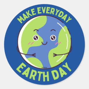 MAKE EVERY DAY EARTHDAY save the planet funny      Classic Round Sticker