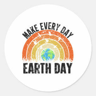 Make Everyday Earth Day Conservation Planet Vintag Classic Round Sticker