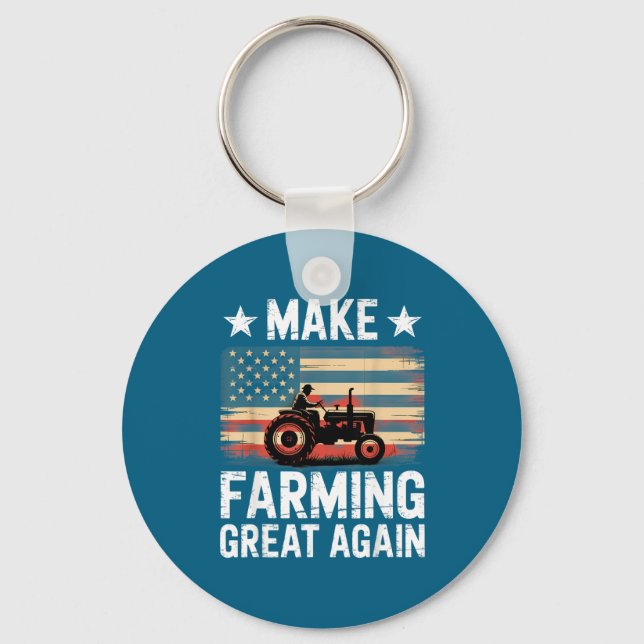 Make Farming Great Again Patriotic Farmer Pride Ag Key Ring (Front)