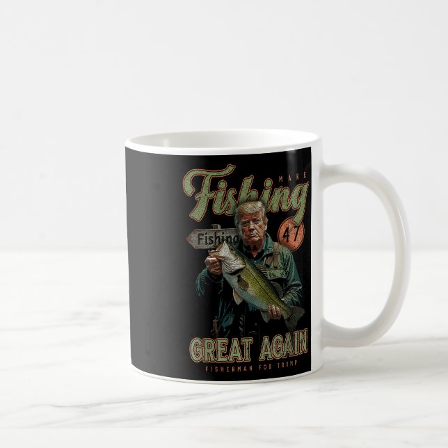 Make Fishing Great Again Funny B Fishing Donald Coffee Mug (Right)