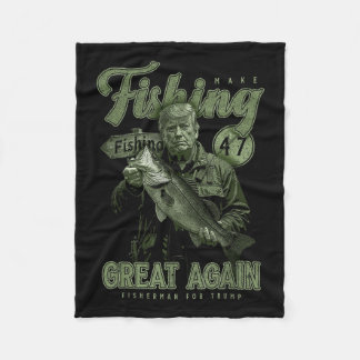 Make Fishing Great Again Funny B Fishing Donald Tr Fleece Blanket