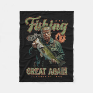 Make Fishing Great Again Funny B Fishing Donald Tr Fleece Blanket