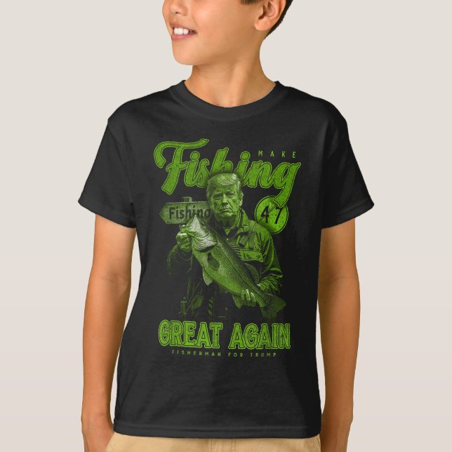Make Fishing Great Again Funny B Fishing Donald Tr T-Shirt (Front)