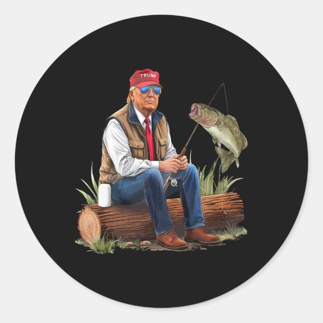 Make Fishing Great Again Funny Byb Fishing Humour  Classic Round Sticker (Front)