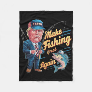 Make Fishing Great Again Trump Funny Fisherman Ang Fleece Blanket