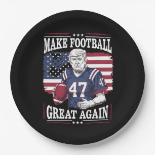 Make Football Great Again Vintage USA Flag Trump Paper Plate