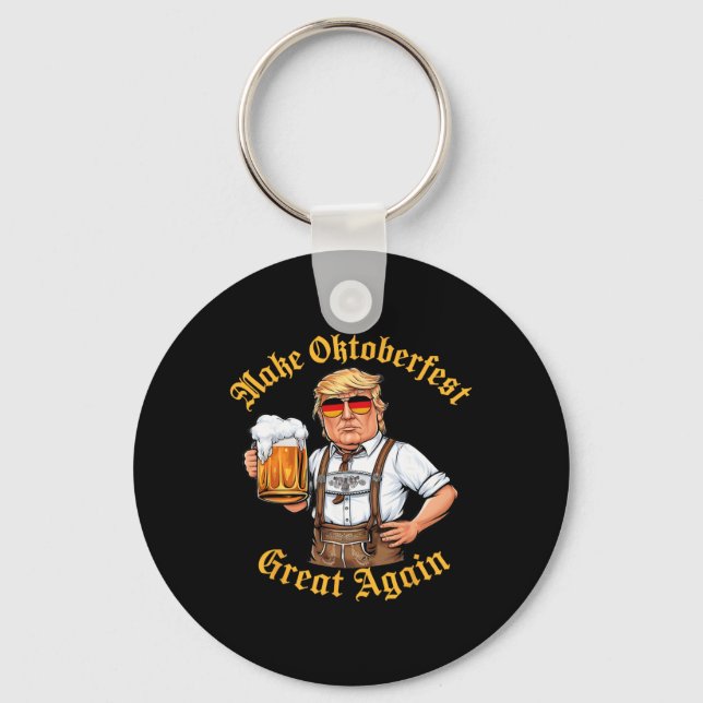 Make Great Again Funny Trump Drink Beer Prost  Key Ring (Front)