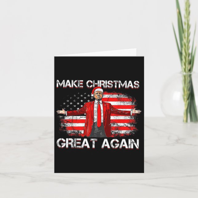Make Great Again Santa Funny Trump Xmas Pyjamas  Card (Front)