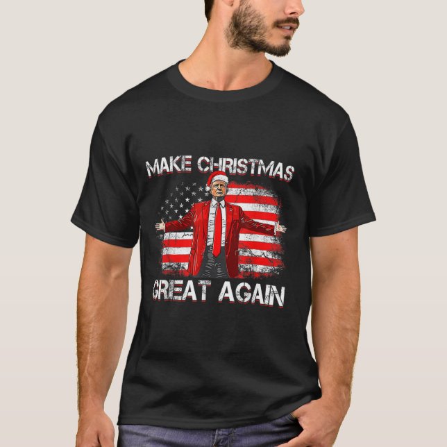 Make Great Again Santa Funny Trump Xmas Pyjamas  T-Shirt (Front)