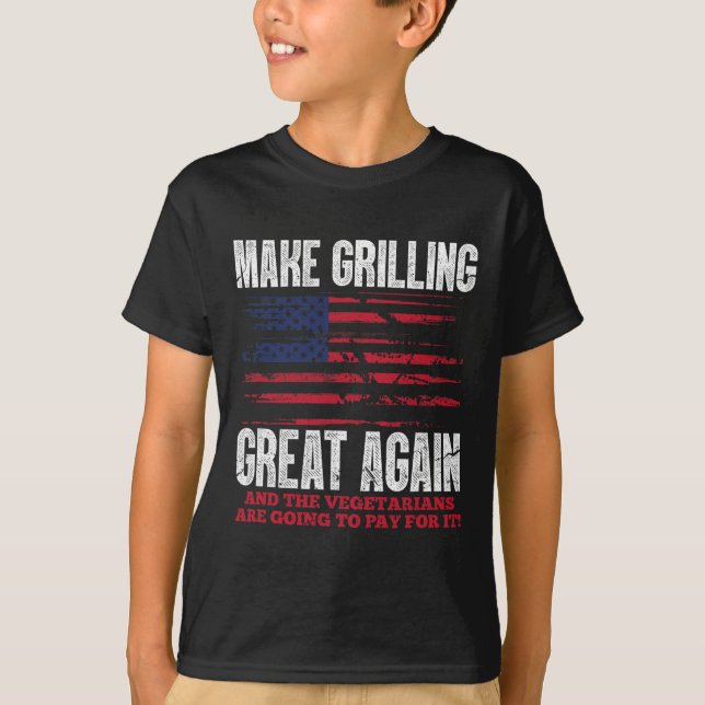 Make Grilling Great Again Funny Trump Bbq Pit Mast T-Shirt (Front)