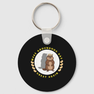 Make Groundhog Day Great Again Funny Shadow Puppet Key Ring