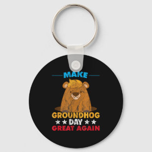 Make Groundhog Day Great Again Woodchuck Shadow An Key Ring