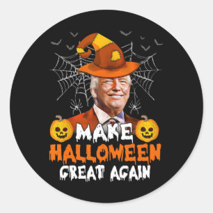 Make Halloween Great Again Funny Trump Jack O Lant Classic Round Sticker