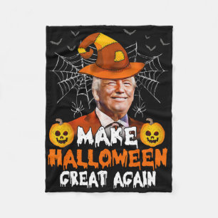 Make Halloween Great Again Funny Trump Jack O Lant Fleece Blanket