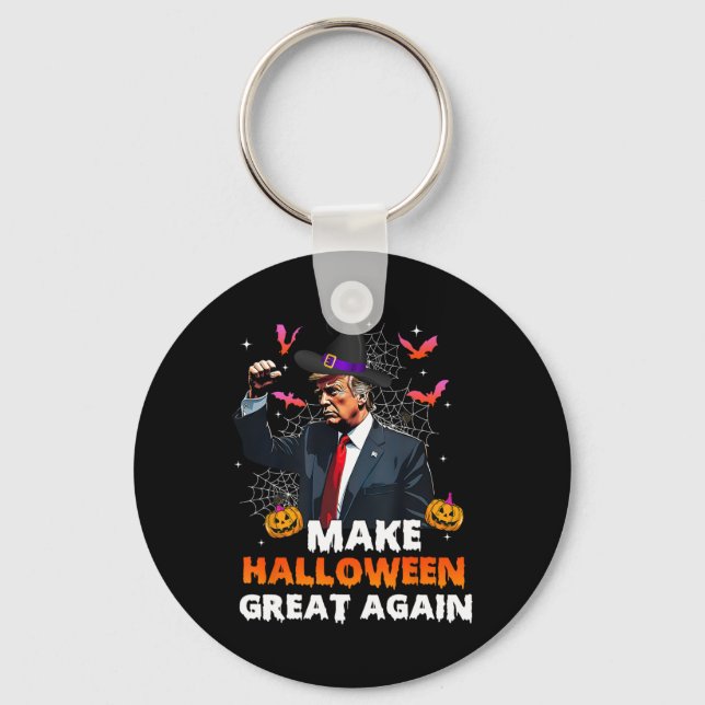 Make Halloween Great Again Funny Trump Spooky Seas Key Ring (Front)