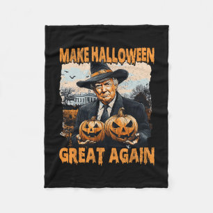 Make Halloween Great Again Funny Trump Witch Jack  Fleece Blanket