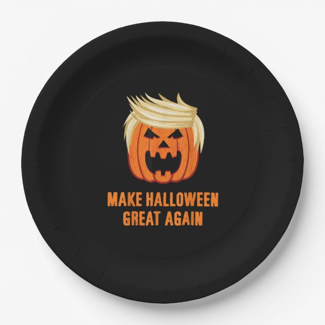 Make Halloween Great Again Funny Trumpkin – Basic  Paper Plate (Front)