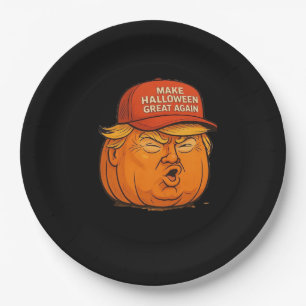 Make Halloween Great Again – Funny Trumpkin Slogan Paper Plate
