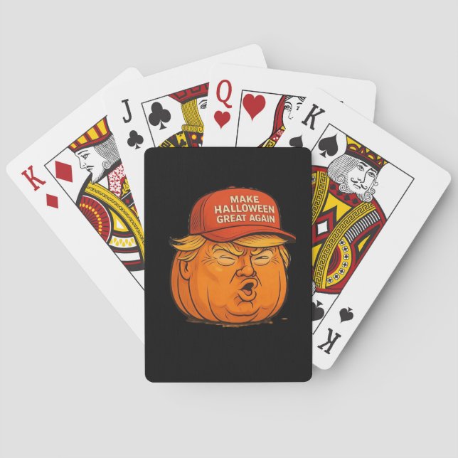 Make Halloween Great Again – Funny Trumpkin Slogan Playing Cards (Back)