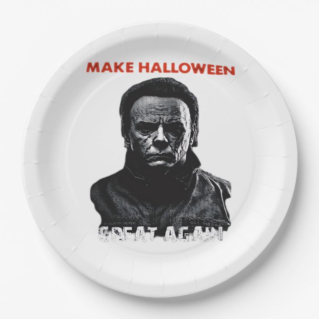 Make Halloween Great Again - Scary Horror Hallowee Paper Plate (Front)