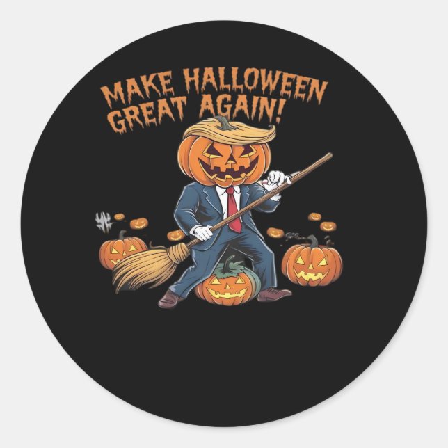 Make Halloween Great Again – Spooky Autumn Quote Classic Round Sticker (Front)