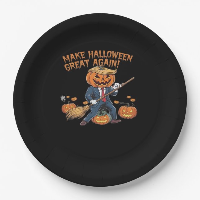 Make Halloween Great Again – Spooky Autumn Quote Paper Plate (Front)