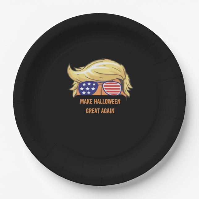 Make Halloween Great Again - Trumpkin Design  Paper Plate (Front)