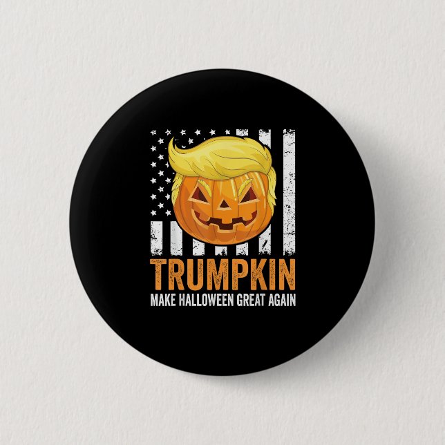 Make Halloween Great Again Trumpkin Funny Hair Pum 6 Cm Round Badge (Front)