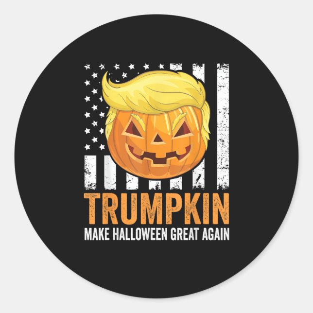 Make Halloween Great Again Trumpkin Funny Hair Pum Classic Round Sticker (Front)
