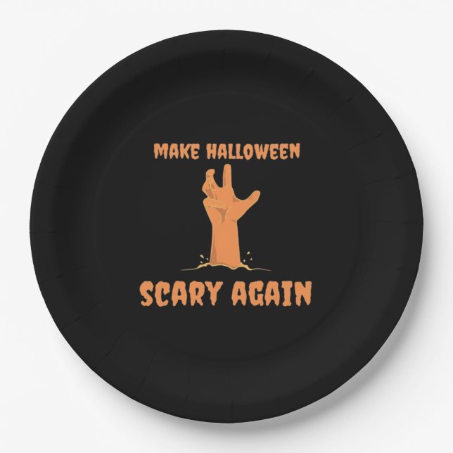 Make Halloween Scary Again Zombie Classic Trumpkin Paper Plate (Front)