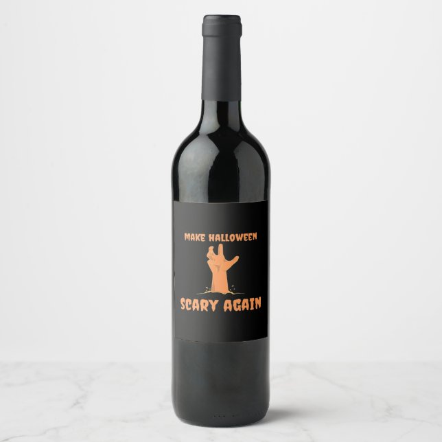 Make Halloween Scary Again Zombie Classic Trumpkin Wine Label (Front)