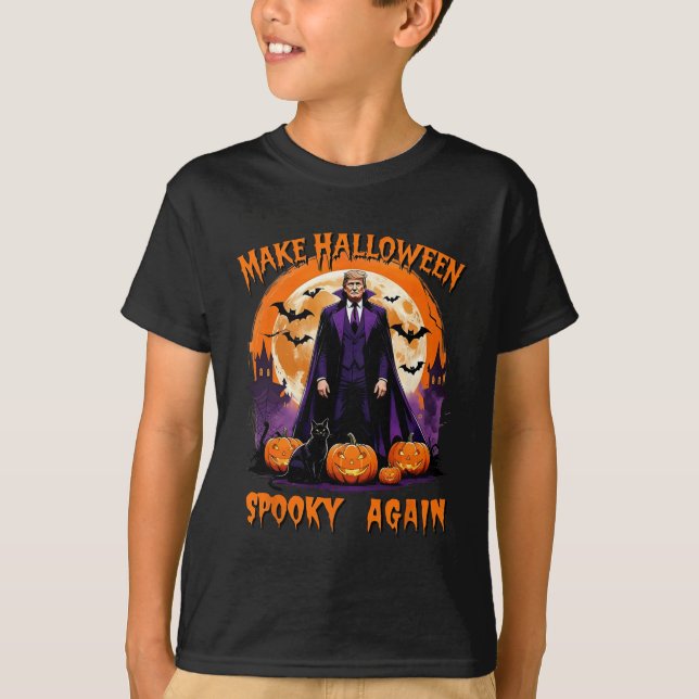 Make Halloween Spooky Again Funny Trump Halloween  T-Shirt (Front)