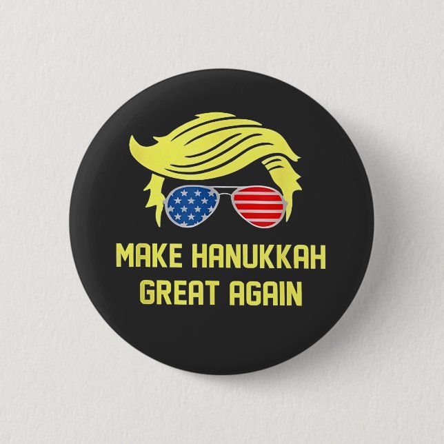 Make Hanukkah Great Again Trump Jewish  6 Cm Round Badge (Front)
