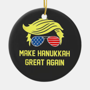 Make Hanukkah Great Again Trump Jewish Ceramic Tree Decoration