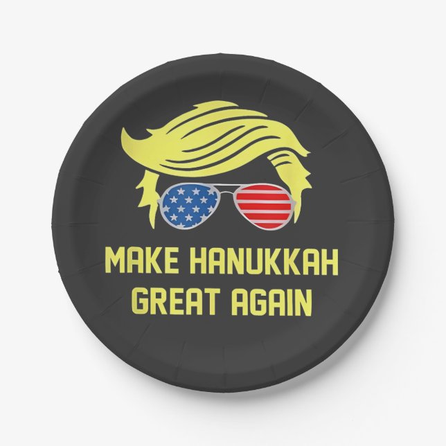 Make Hanukkah Great Again Trump Jewish  Paper Plate (Front)