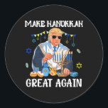 Make Hanukkah Great Again Trump Jewish Ugly Chanuk Classic Round Sticker<br><div class="desc">Make Hanukkah Great Again Trump Jewish Ugly Chanukah Sweater</div>