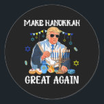 Make Hanukkah Great Again Trump Jewish Ugly Chanuk Classic Round Sticker<br><div class="desc">Make Hanukkah Great Again Trump Jewish Ugly Chanukah Sweater</div>