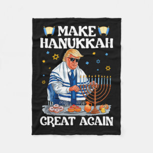 Make Hanukkah Great Again Trump Jewish Ugly Chanuk Fleece Blanket