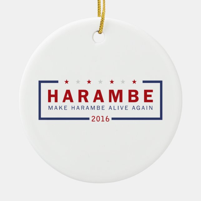 Make Harambe Alive Again Ceramic Tree Decoration (Front)