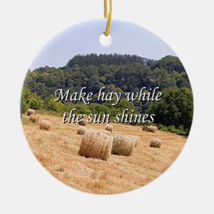 Make hay while the sun shines hay bales,Spain Ceramic Tree Decoration