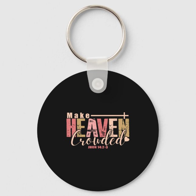 Make Heaven Crowded Cross - Minimalist Christian R Key Ring (Front)