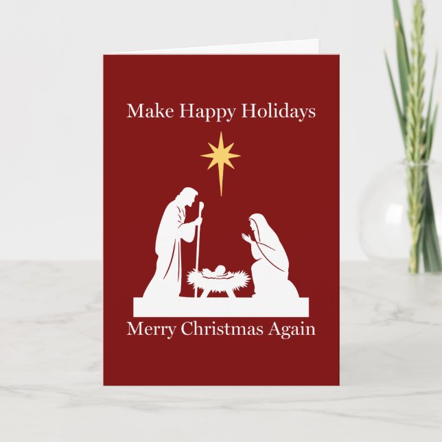 Make Holidays Merry Again Card Christian Nativity  (Front)