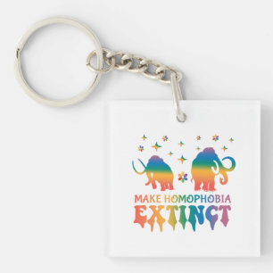 Make Homophobia Extinct – Rainbow Elephant LGBTQ Key Ring